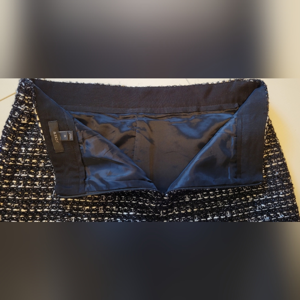 J. Crew Tweed skirt Black and White with sparkle Size 10 16" Waist 24" Length - Picture 8 of 11